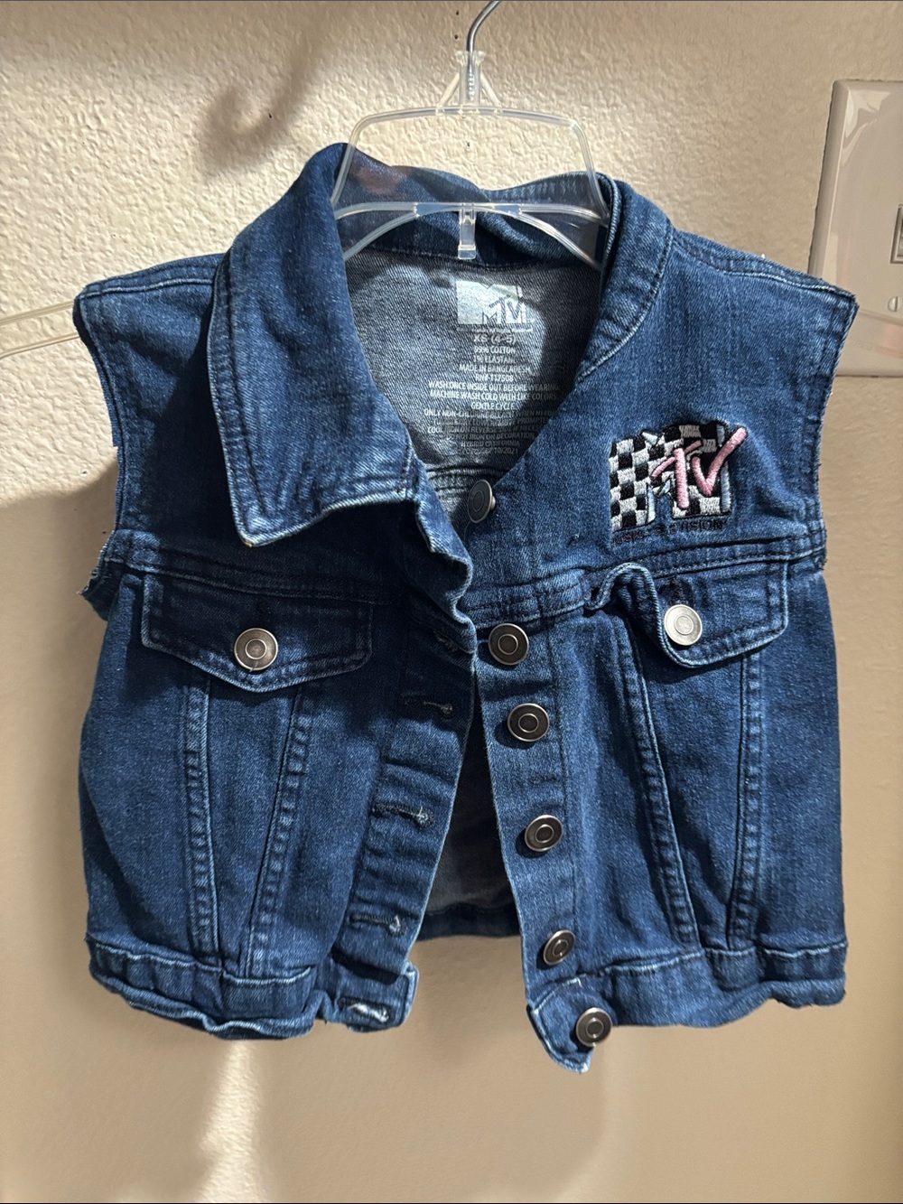 MTV Kids Indigo Denim Vest with Patch 4t/5t